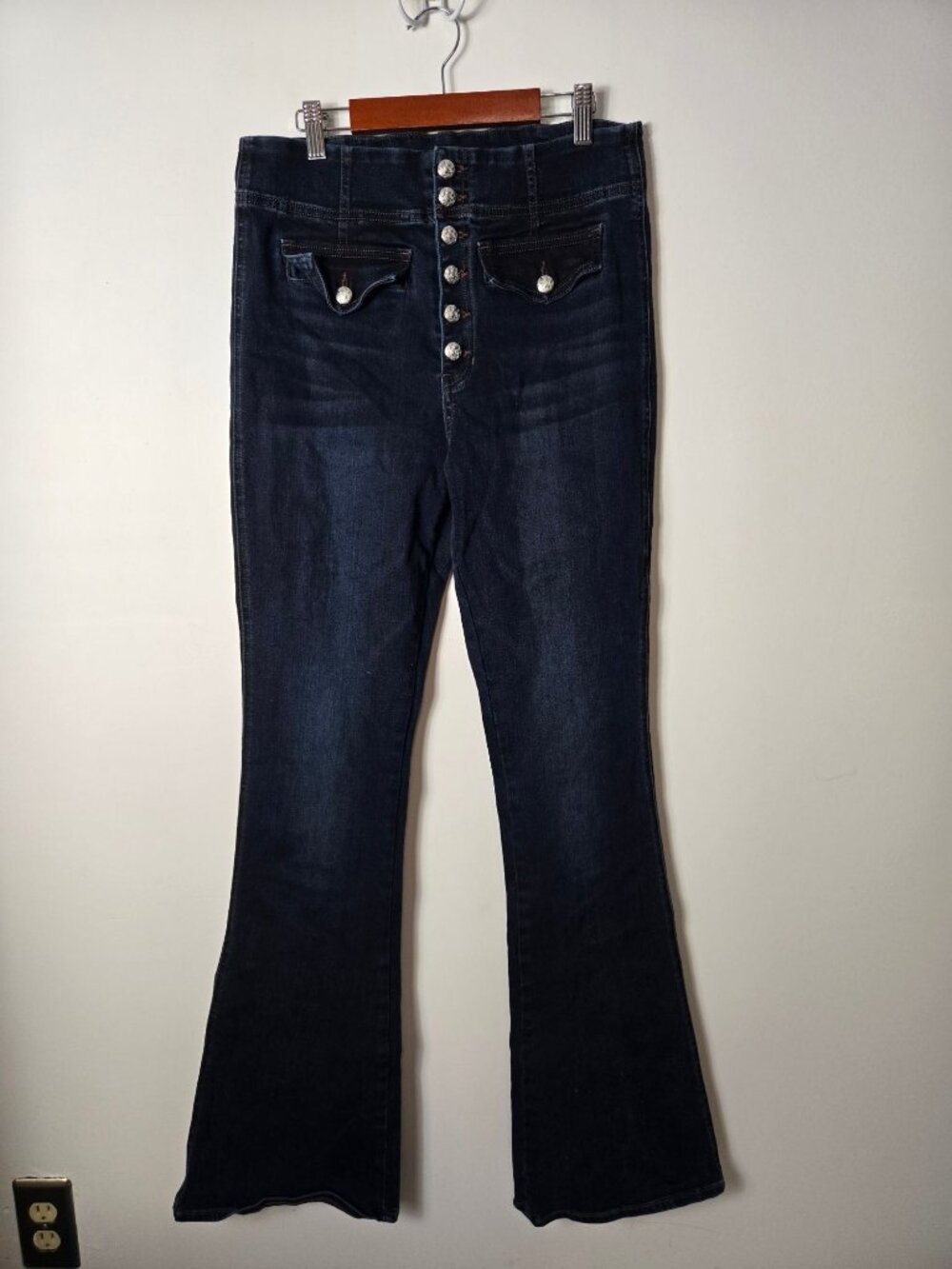 Veronica Beard Beverly Skinny Flare High-Rise Jeans Size 30 Dark Ink Sailor